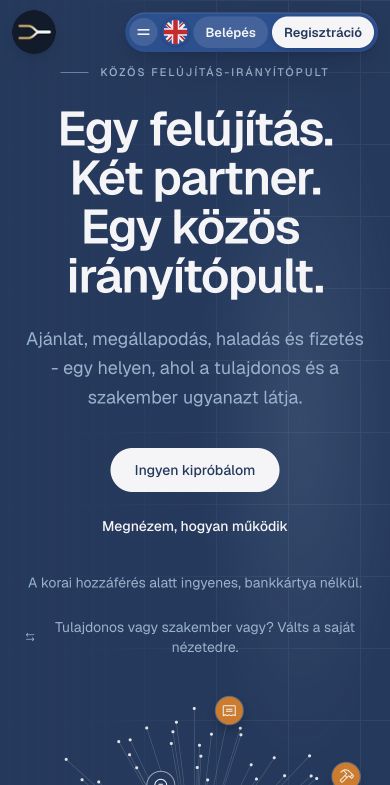 A Rognoc nyilvános nyitóoldala mobilon